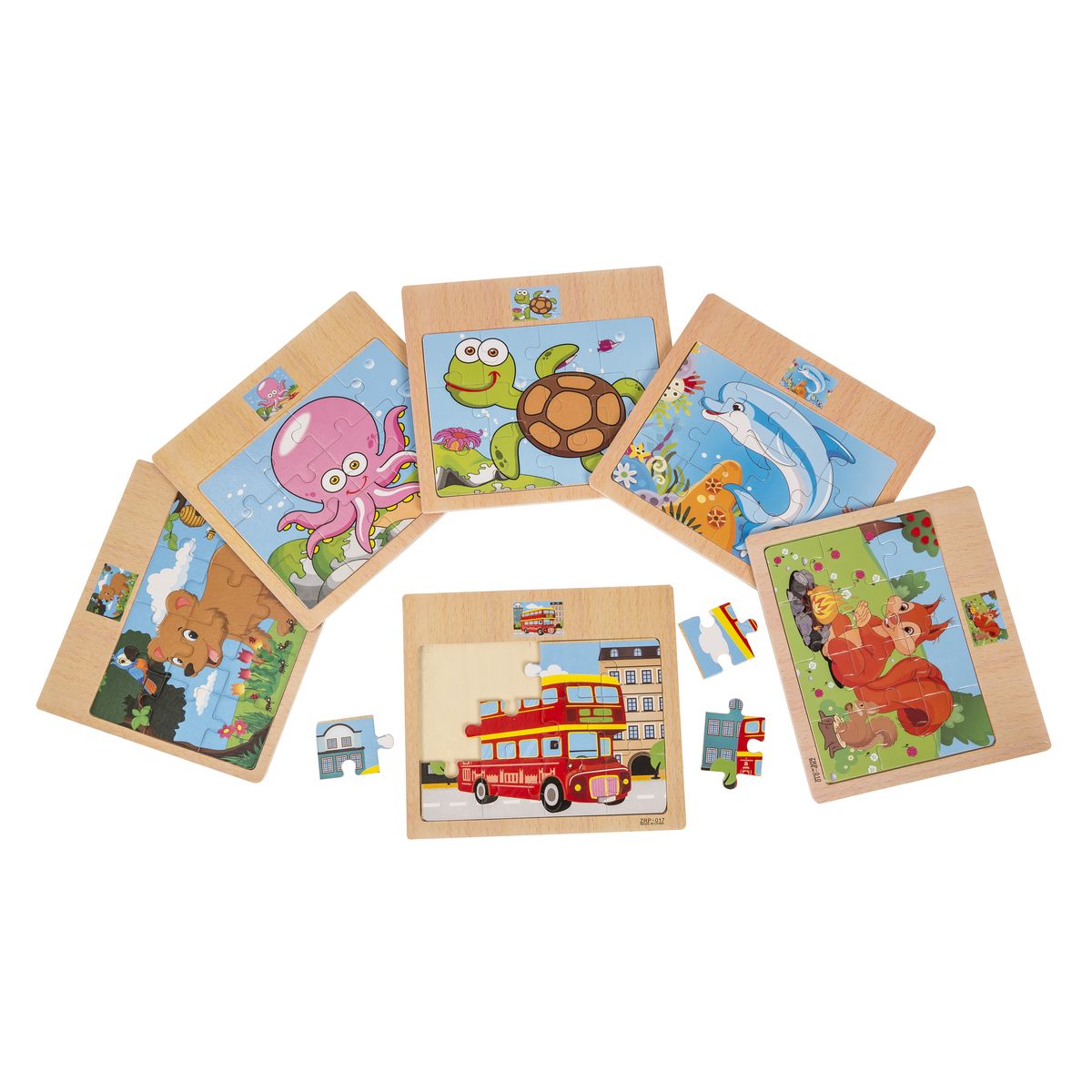 Puzzle Bączek drewniane mini mix wzorów 12 el. (PDM2681)