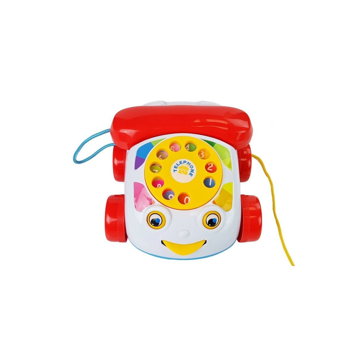 Telefon zabawkowy Do Ciągnięcia na Kółkach ze słuchawka na Baterie dla Niemowlęcia Lean (6889)