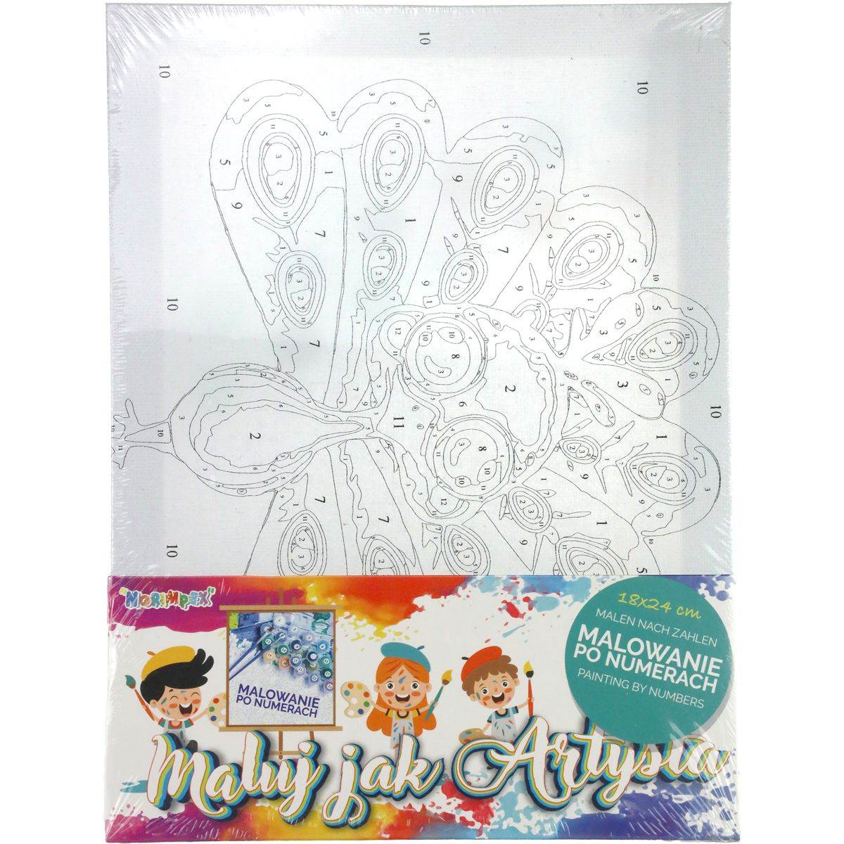 Zestaw kreatywny dla dzieci Malowanie po numerach 18x24cm paw Norimpex (NO-1008739)