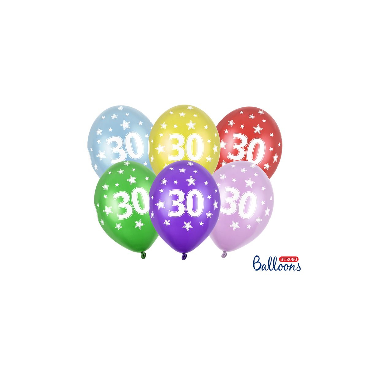 Balon gumowy Partydeco 30th Birthday, Metallic Mix mix 300mm (SB14M-030-000)