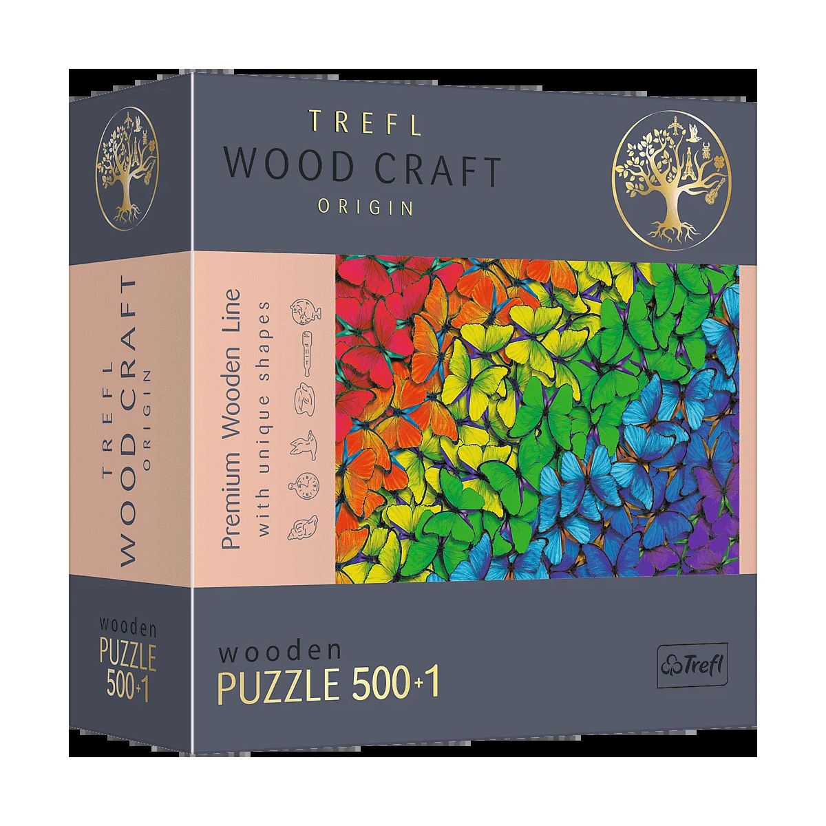 Puzzle przestrzenne Trefl drewniane Tęczowe motyle 501 el. (20159)