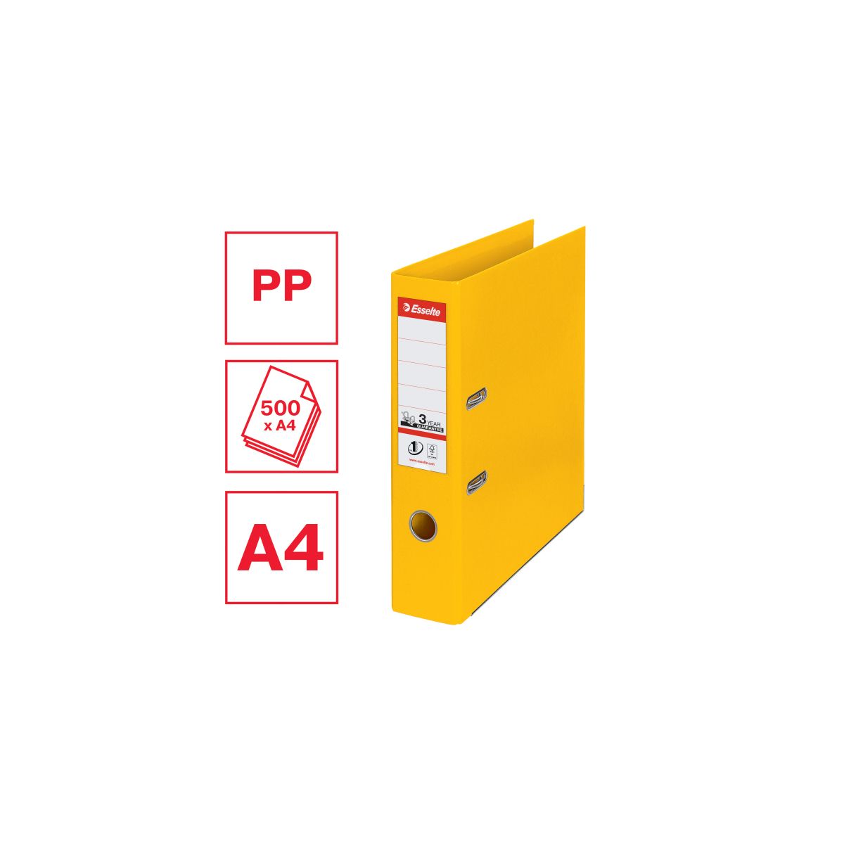 Segregator dźwigniowy Esselte No.1 Power A4 75mm żółty (811310)