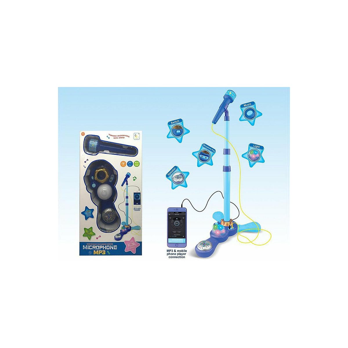 Mikrofon zabawkowy zestaw karaoke z mikrofonem, na baterie, wejście MP3 Adar (508521)