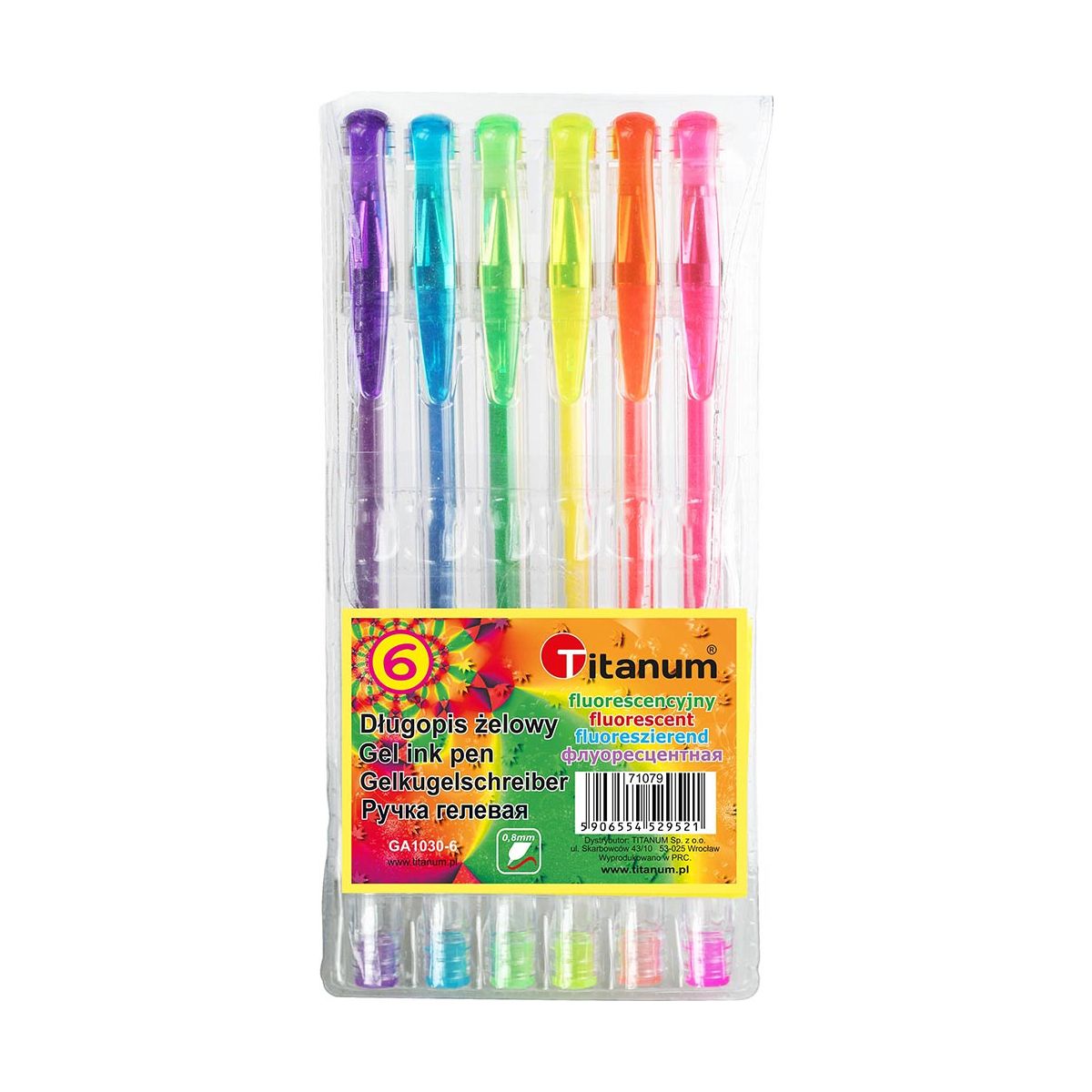 Długopis żelowy Titanum fluorescencyjny mix 0,8mm (GA1030)