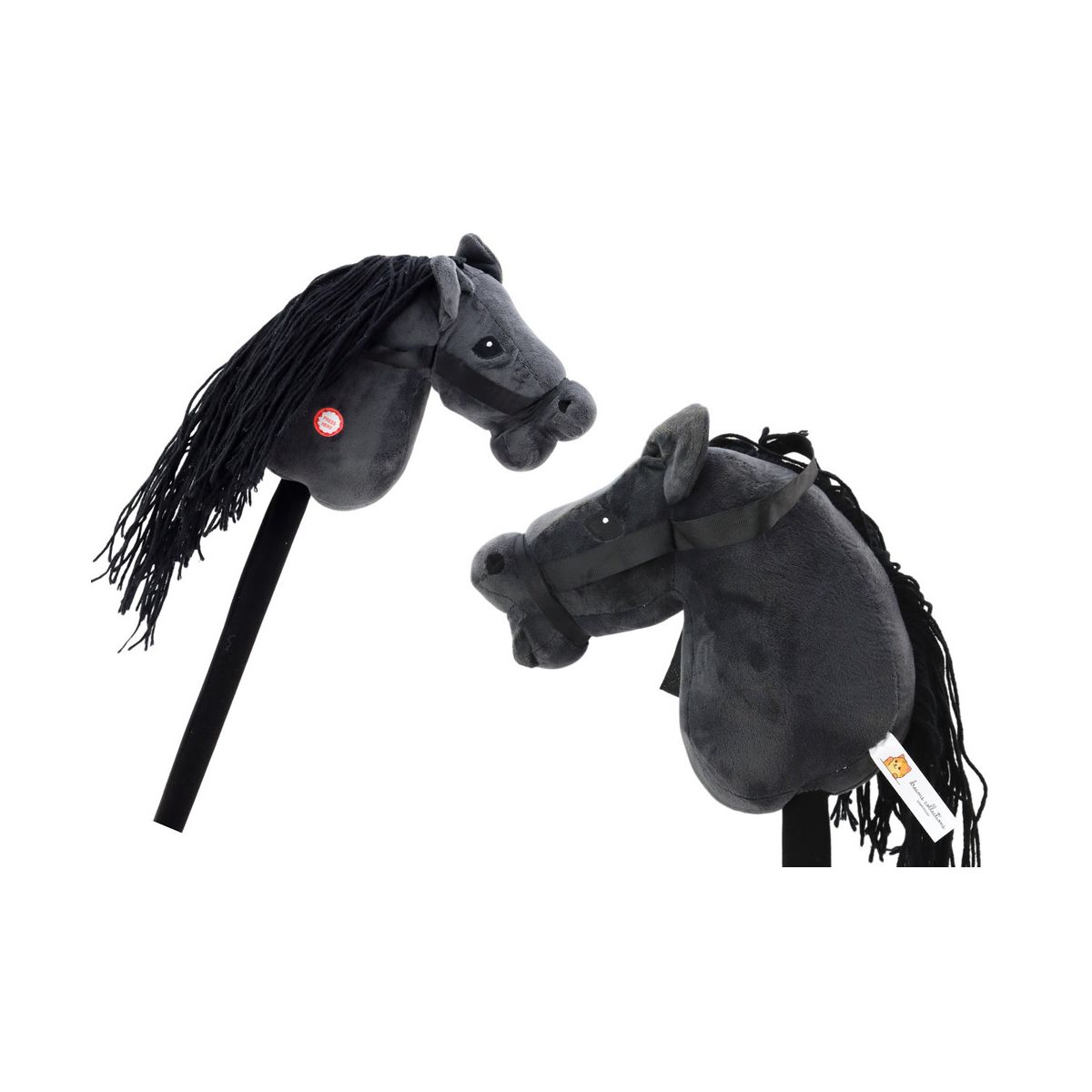Pluszak interaktywny Głowa Konia Na Kiju Hobby Horse Koń Długowłosy Czarny Dźwięki Lean (19535)