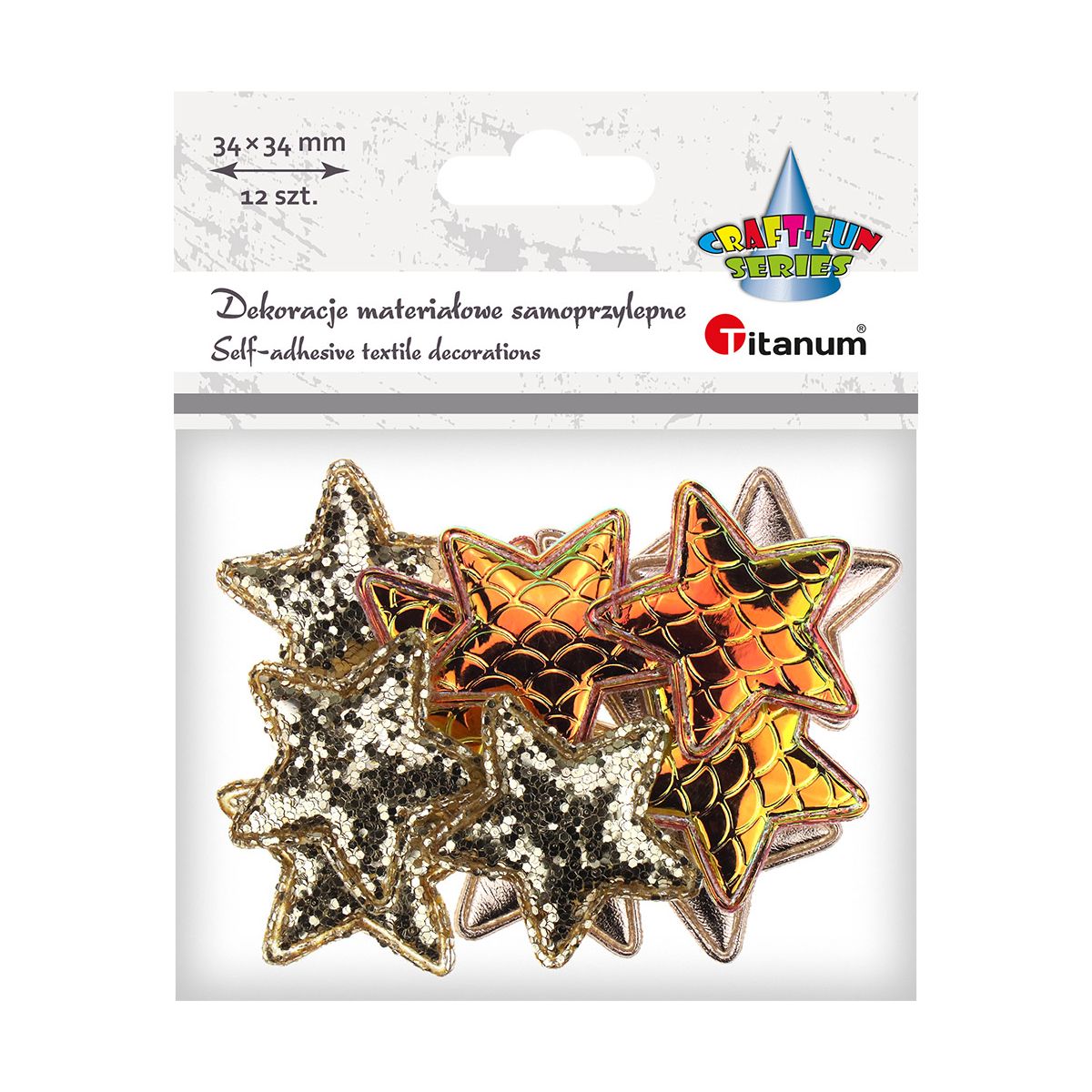 Ozdoba materiałowa Titanum Craft-Fun Series gwiazdki samoprzylepne (2324050-gold)