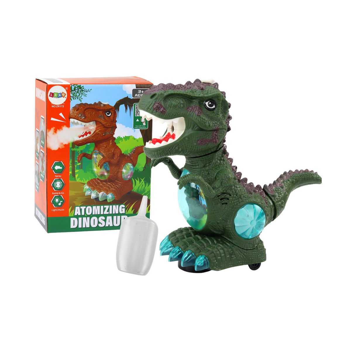 Figurka Lean Dinozaur Tańczący Czujnik Przeszkód Światła Dźwięki Zielony (19736)