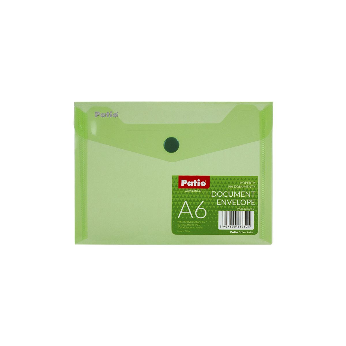 Teczka plastikowa na guzik A6 zielona Patio (PAT6133A/N/15)