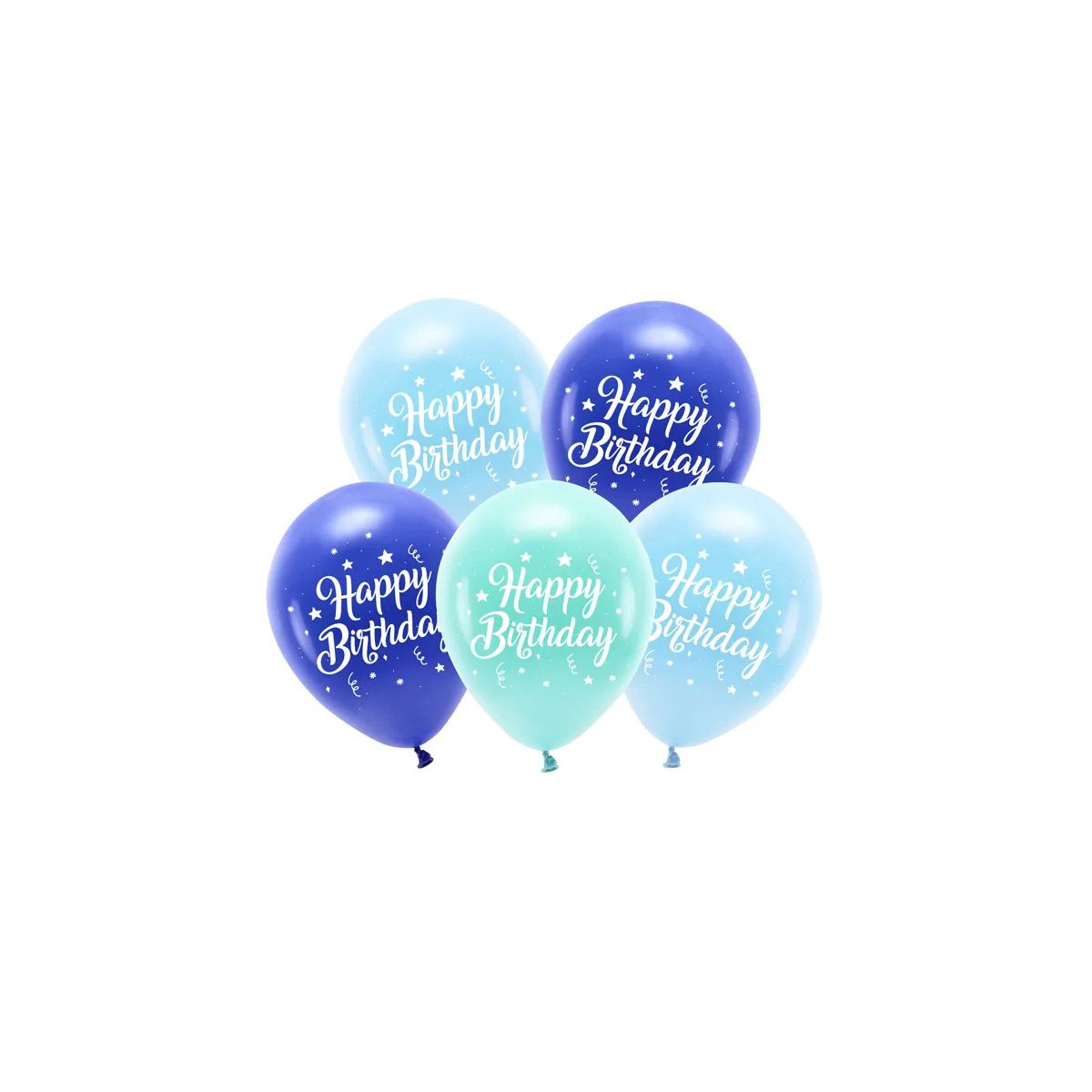 Balon gumowy Partydeco Eco 26 cm, Happy Birthday, niebieski niebieski 260mm (ECO26P-201-001-5)