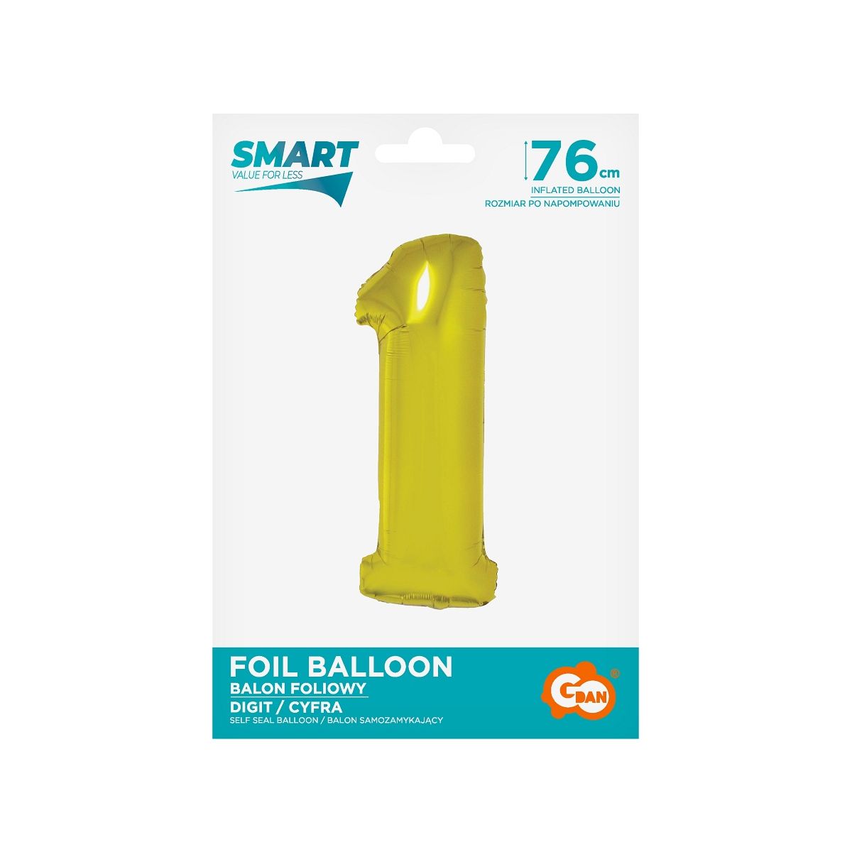 Balon foliowy Godan Smart cyfra 1 złota 76cm (CH-SZLI)