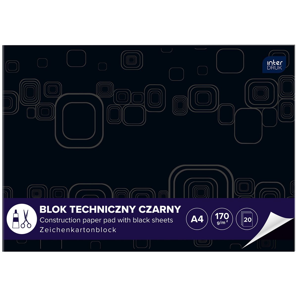 Blok techniczny Interdruk A4 czarna 170g 10k (ABLTA4C)