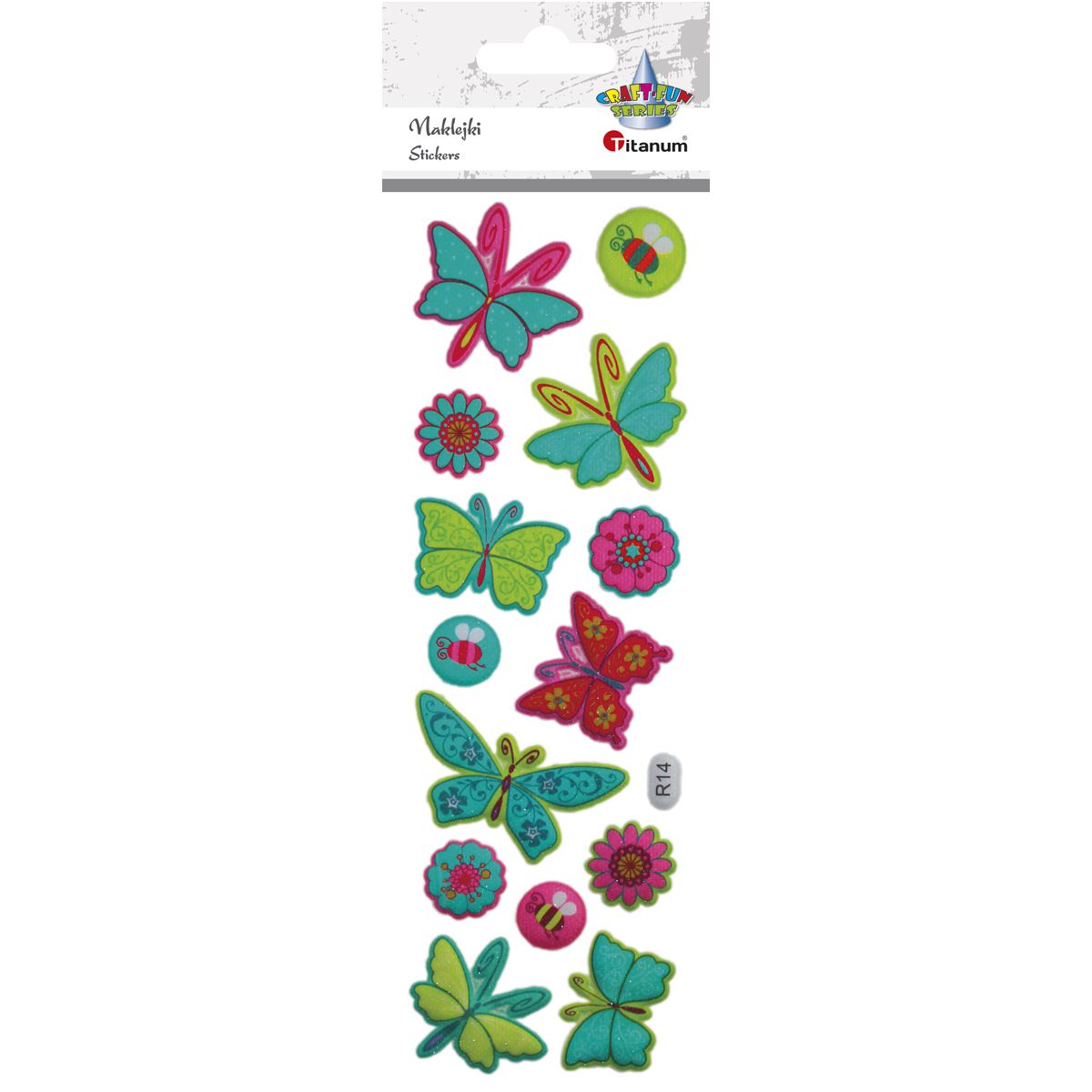 Naklejka (nalepka) Craft-Fun Series motylki, kwiatki Titanum (R14)