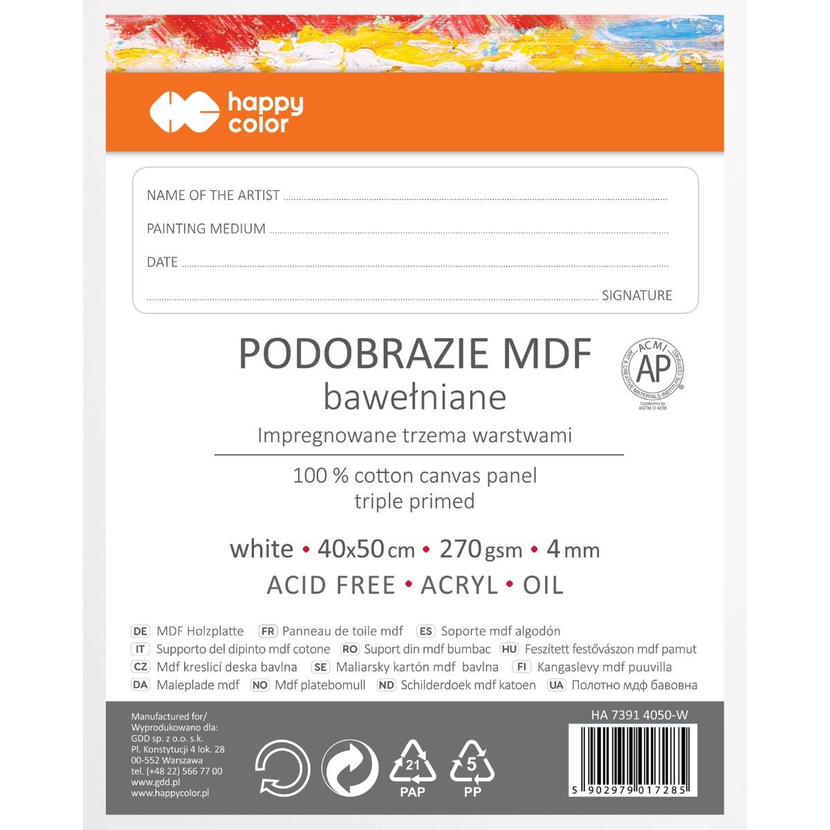 Podobrazie Happy Color (HA 7391 4050-W)