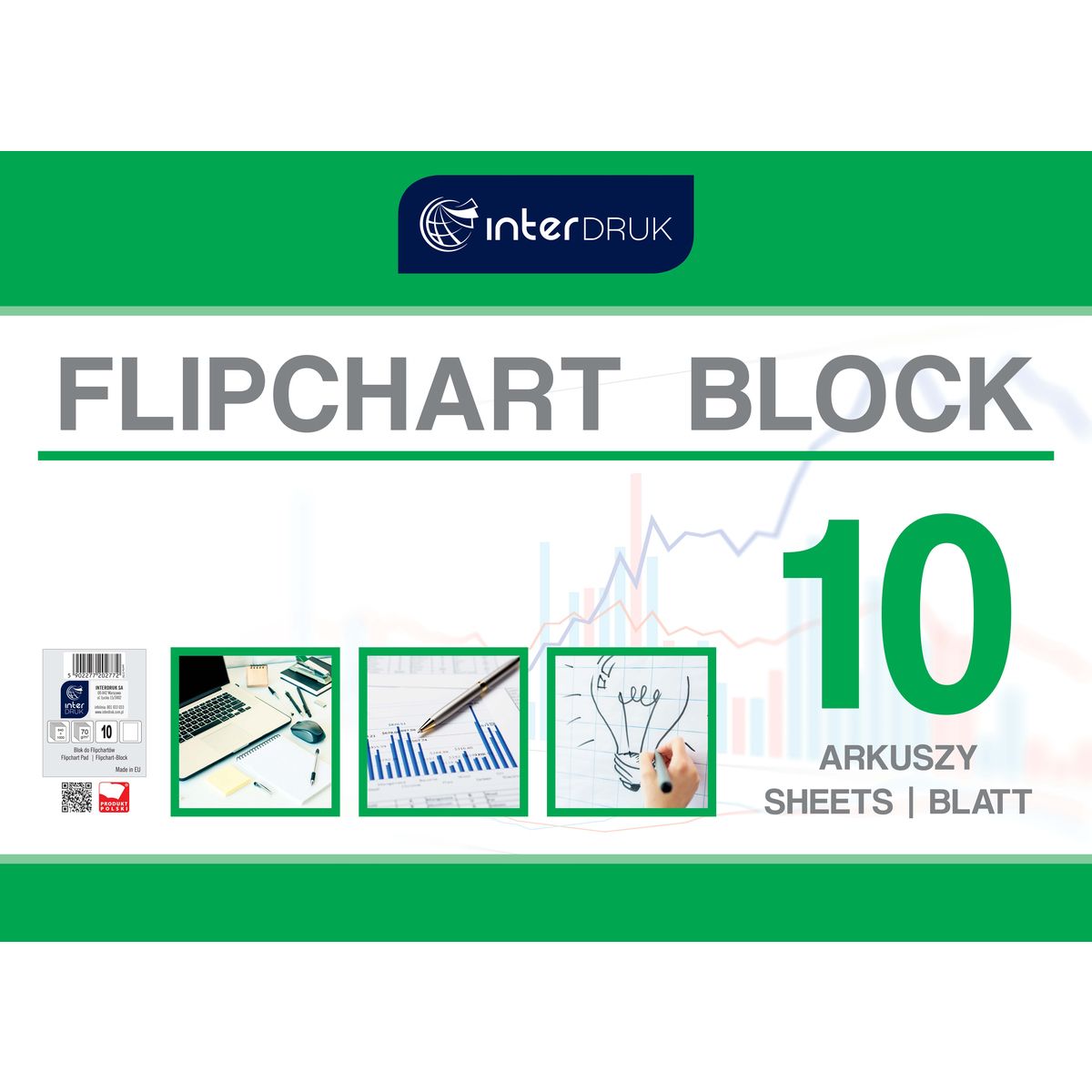 Blok do tablic flipchart A1 10k. 80g czysty [mm:] 1000x640 Interdruk (FLI10)