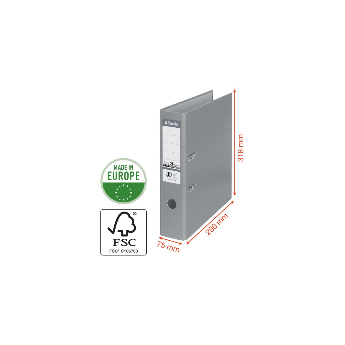 Segregator dźwigniowy Esselte No.1 Power A4 75mm bordowy (811510)