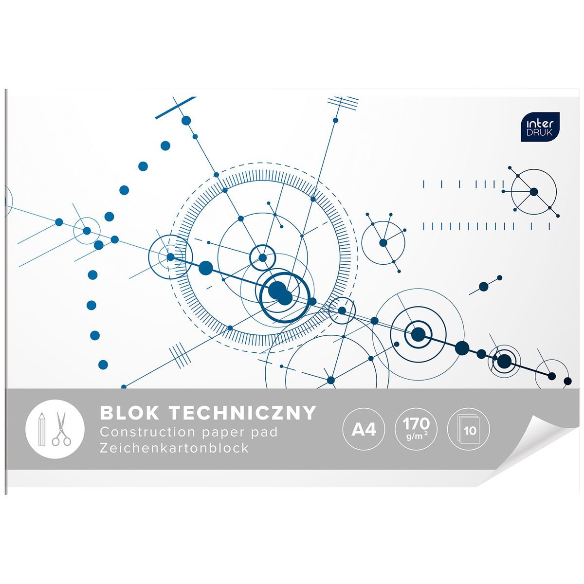 Blok techniczny Interdruk A4 biały 170g 10k (BLT)