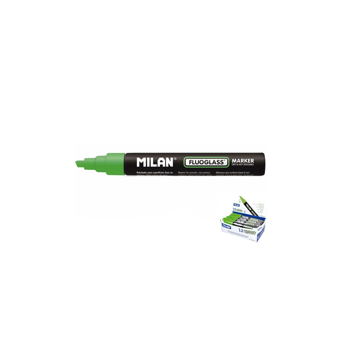 Marker specjalistyczny Milan do szyb fluo, zielony 2,0-4,0mm ścięta końcówka (591296012)