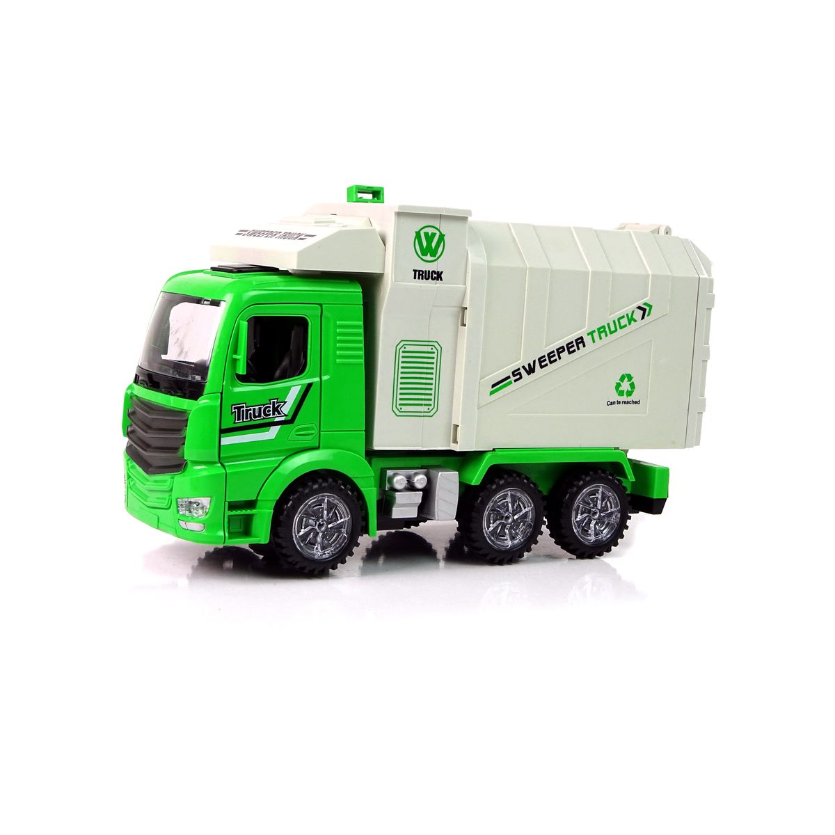 Ciężarówka Śmieciarka Zielona Ruchomy Kontener Świecące Koła Lean (11048)
