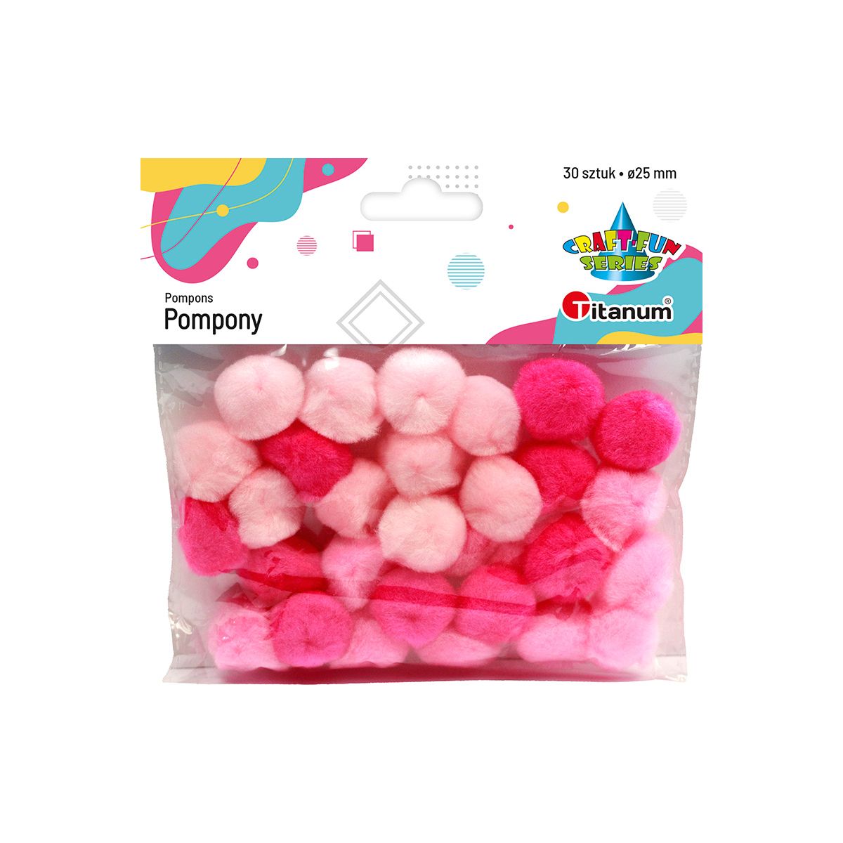 Pompony Titanum Craft-Fun Series różowe 30 szt (21006)