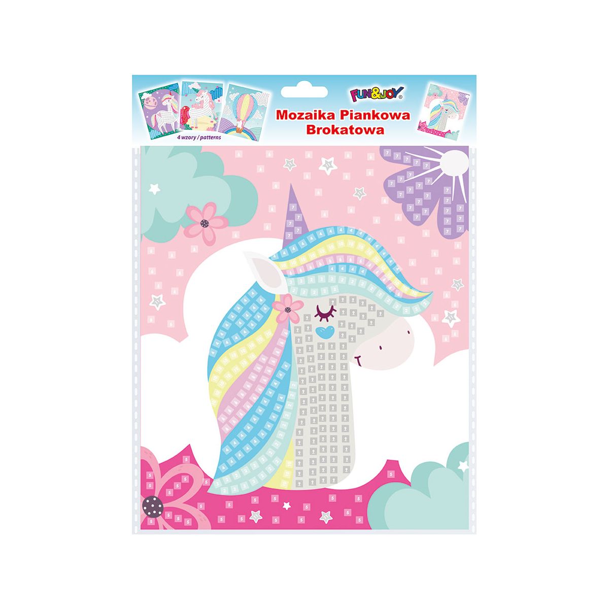 Mozaika Glitter Unicorn 4 wzory: jednorożce. Fun&Joy (FJSR2201)