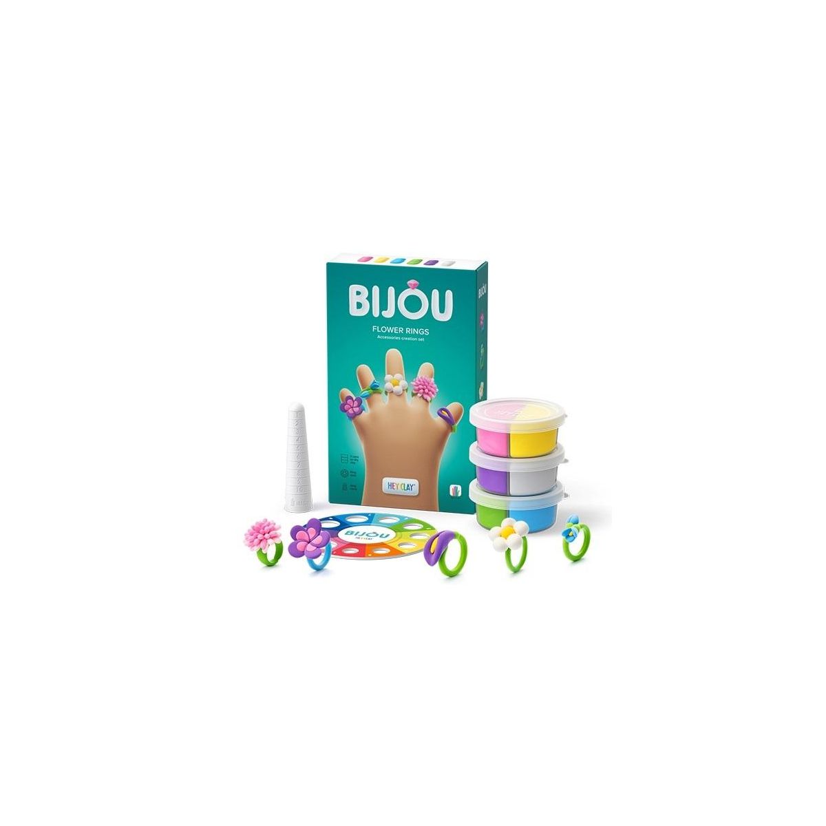Masa plastyczna dla dzieci Hey Clay Bijou Flower rings mix Tm Toys (HLC31001CEE)