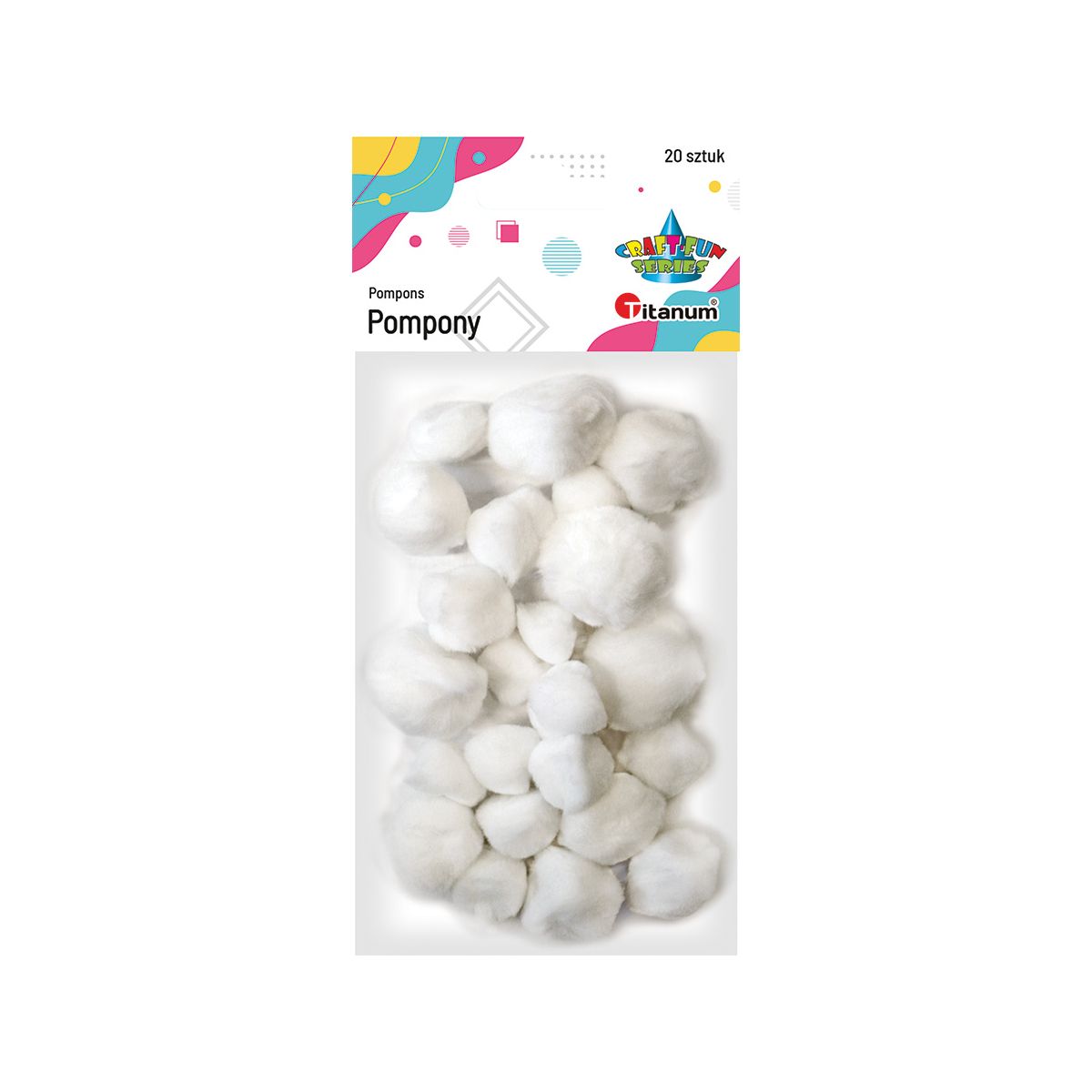 Pompony Titanum Craft-Fun Series białe 20 szt (282820)