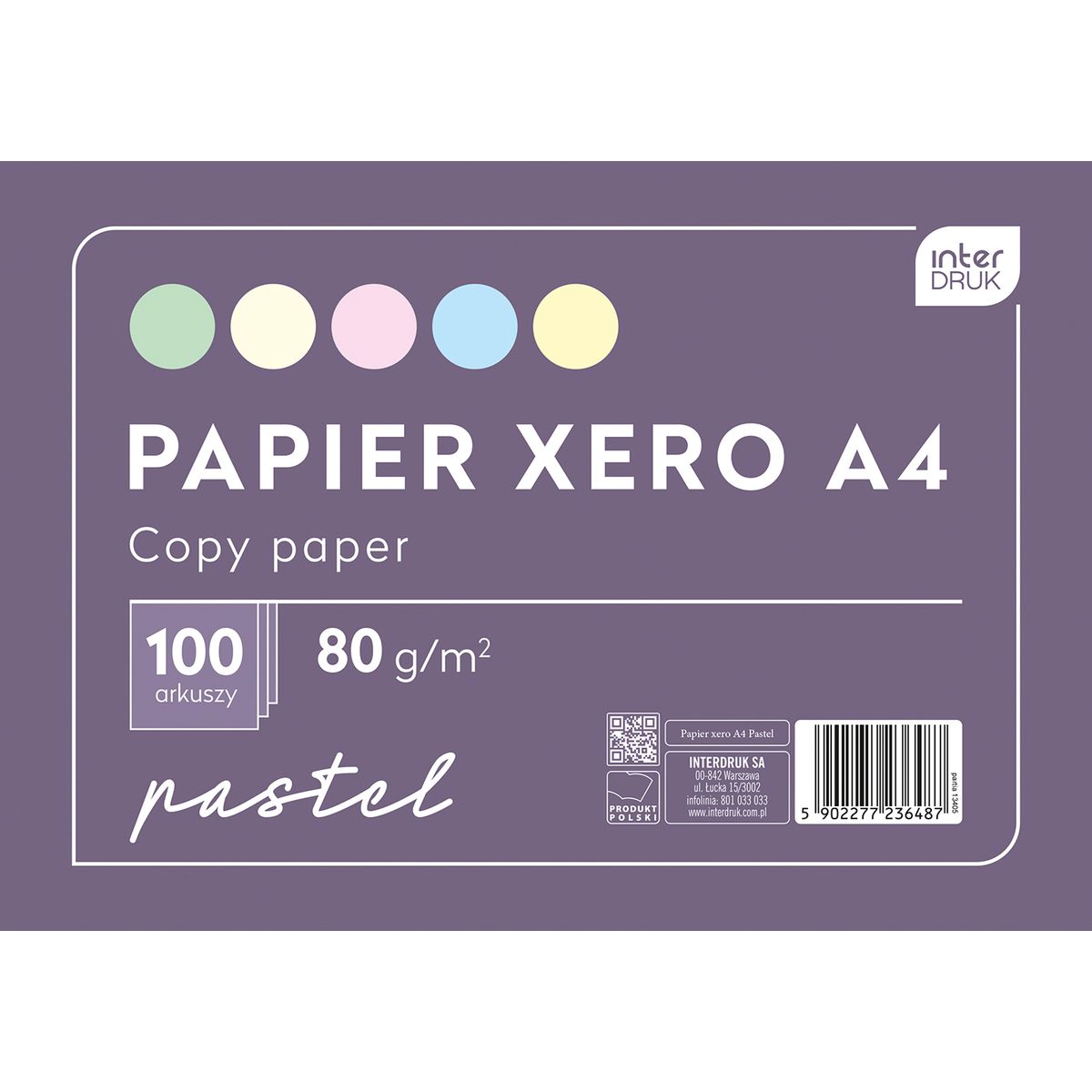 Papier kolorowy Interdruk A4 mix (PAKSA4PASTEL)