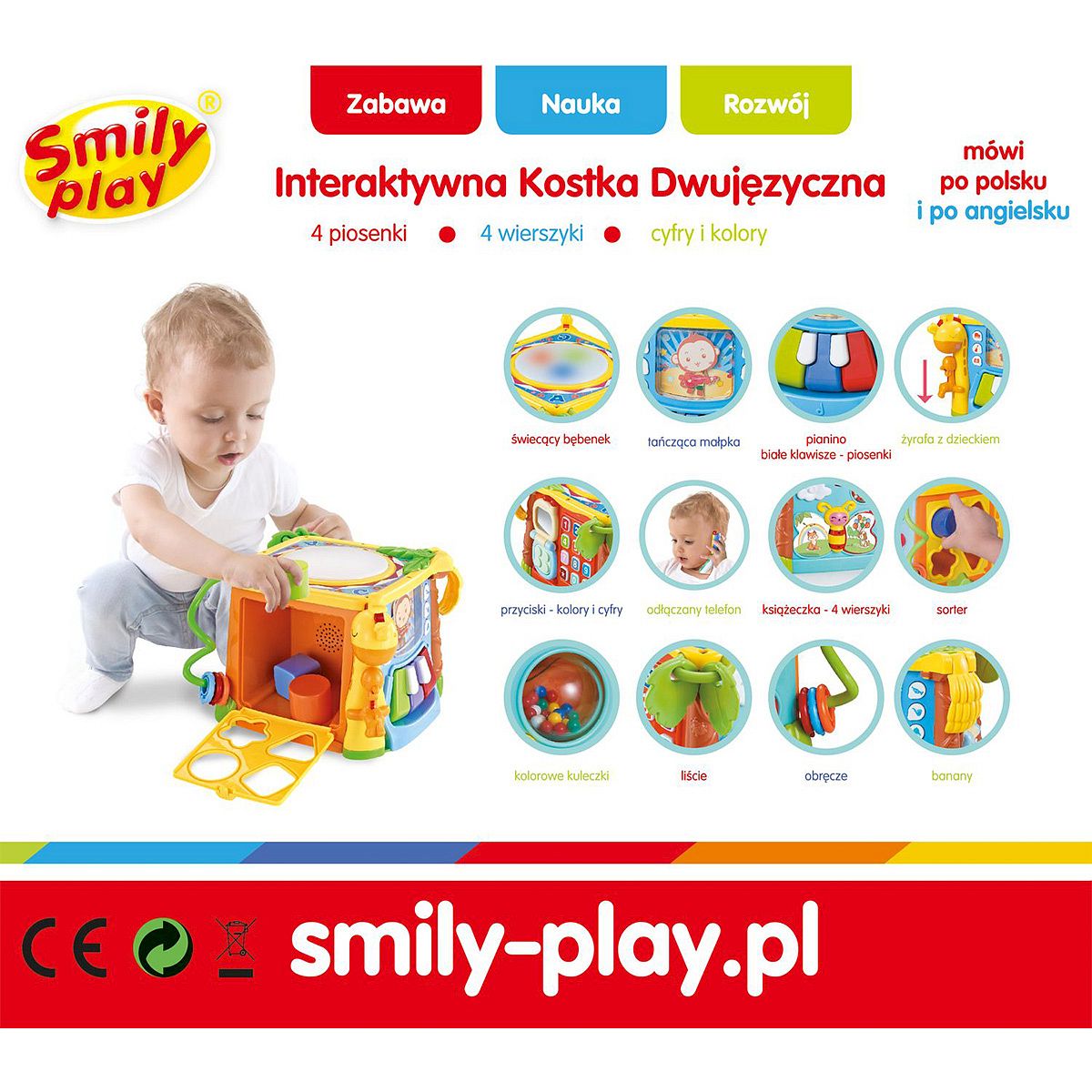 Zabawka edukacyjna kostka dwujęzyczna Smily Play (SP83666)
