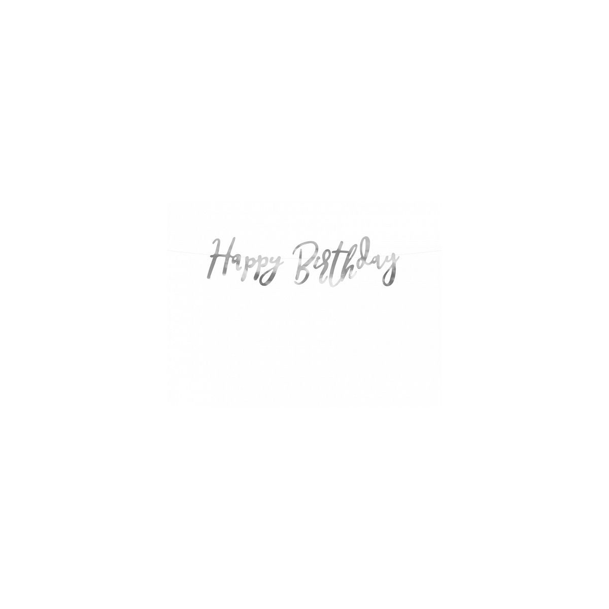 Baner Partydeco Happy Birthday, srebrny, 16,5x62cm (GRL75-018M)