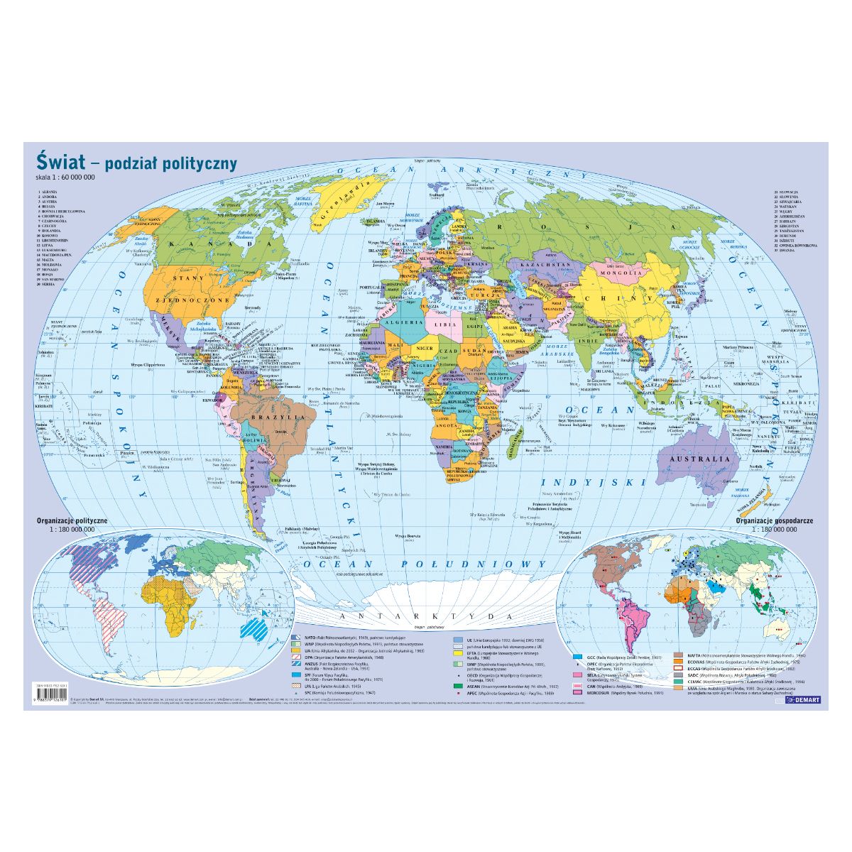 Mapa ścienna Świat (polityczna) Demart