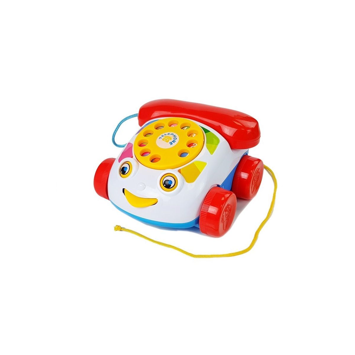 Telefon zabawkowy Do Ciągnięcia na Kółkach ze słuchawka na Baterie dla Niemowlęcia Lean (6889)