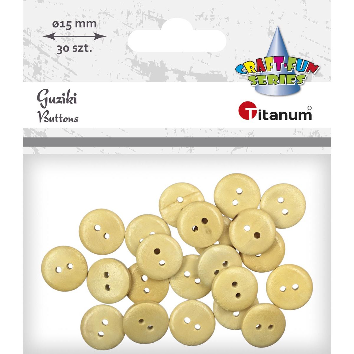Guziki Titanum Craft-Fun Series naturalny 15 szt (WDY032)