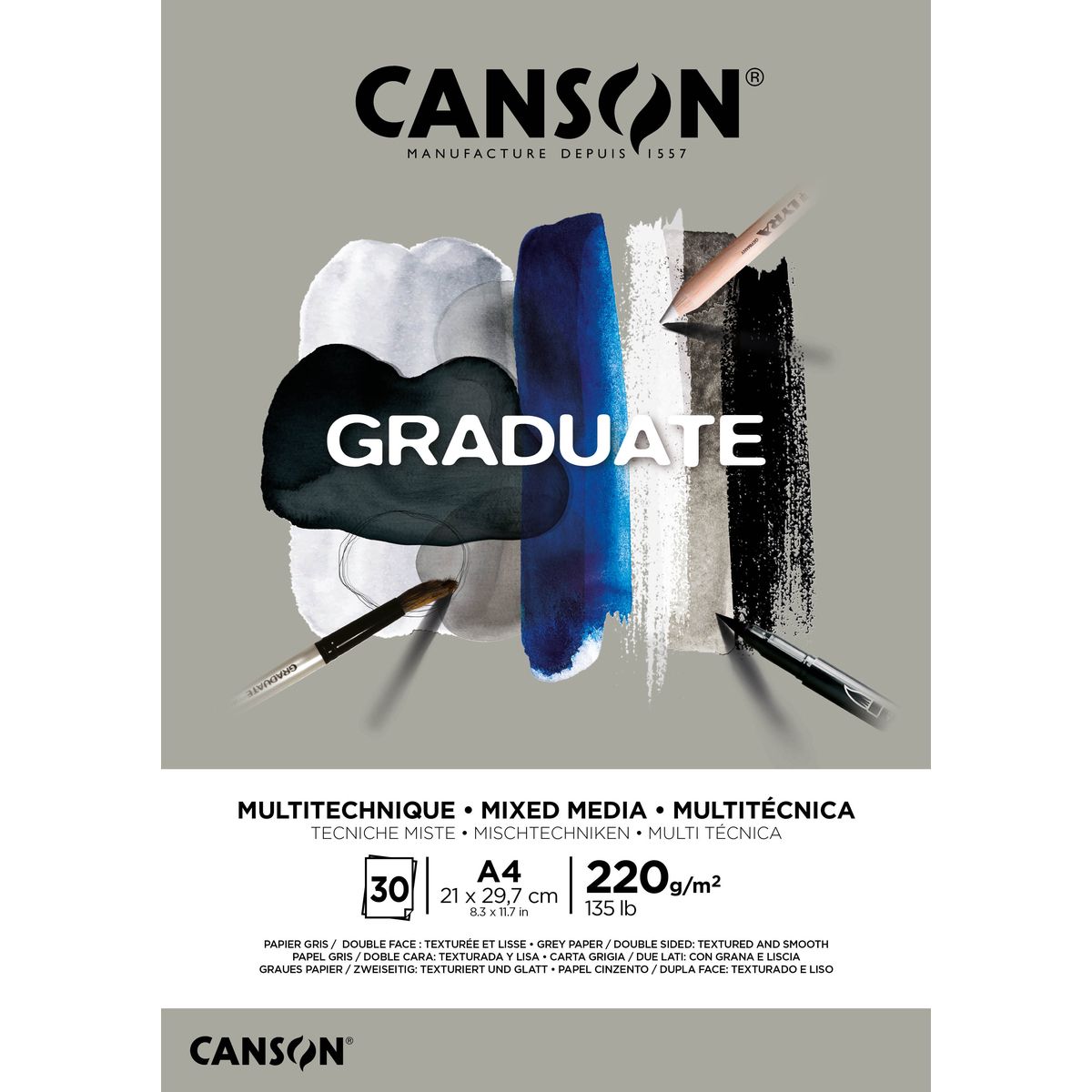 Blok rysunkowy Canson Mix Media Graduate A4 220g 20k (400110371)