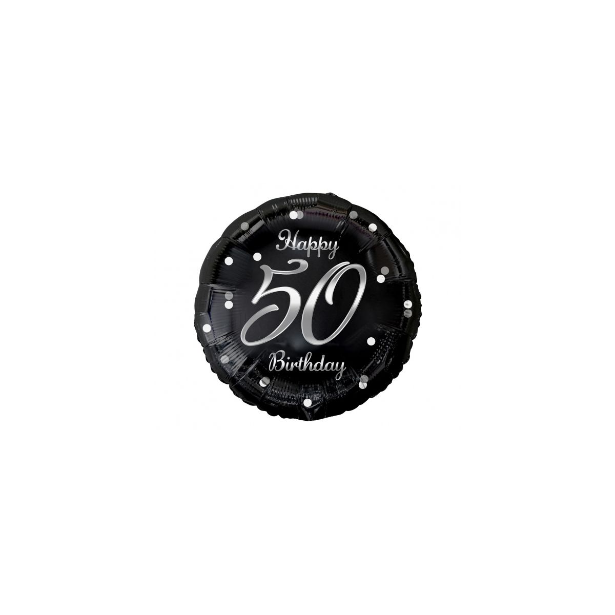 Balon foliowy Godan Happy 50 Birthday, czarny, nadruk srebrny 18cal (FG-O50S)
