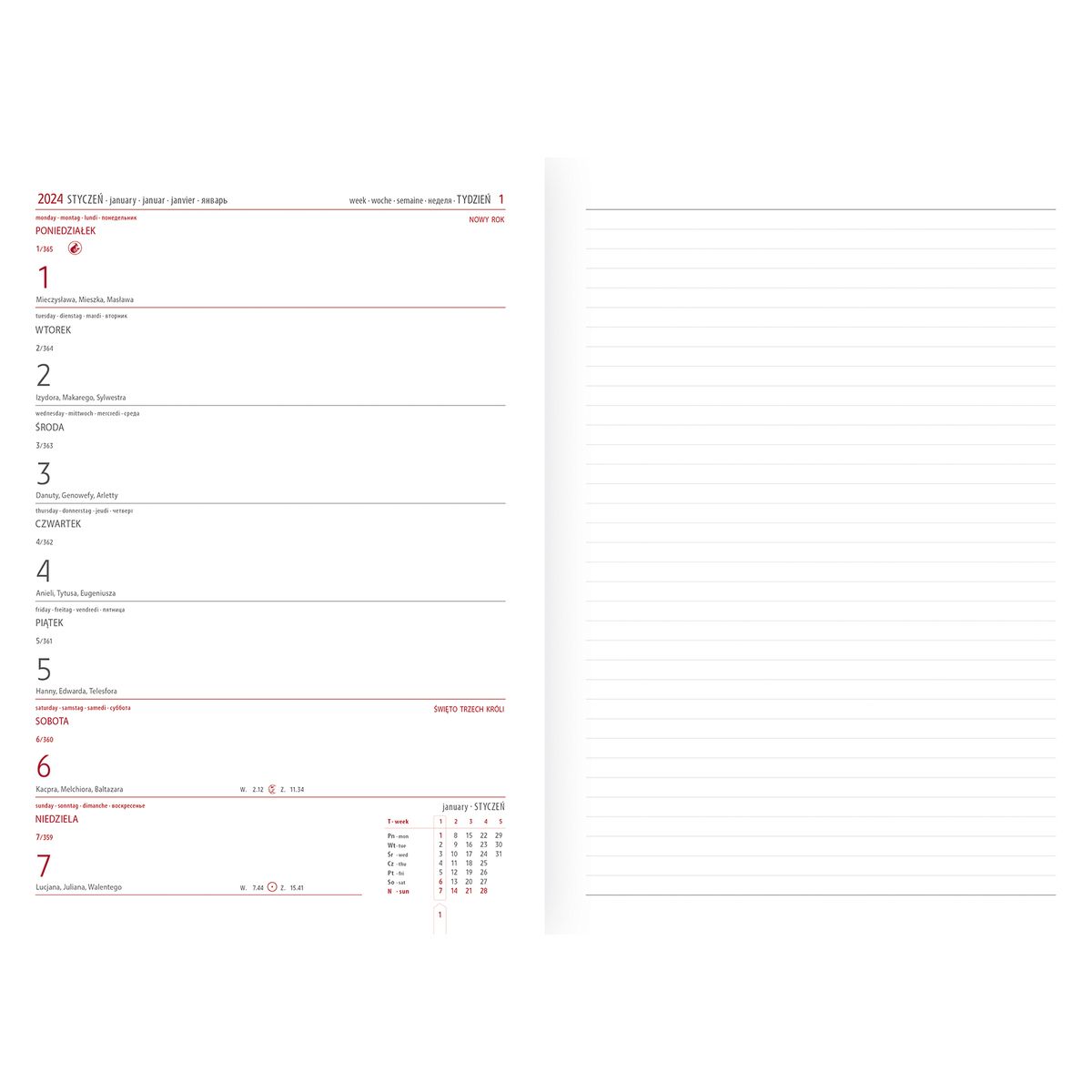 Kalendarz książkowy (terminarz) Telegraph czarny /czerwony notesowy B5 (NT2 - 12)