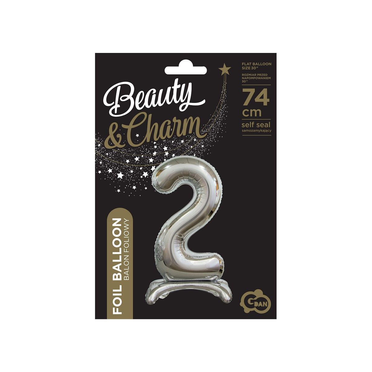 Balon gumowy Godan Beauty&Charm cyfra stojąca srebrna Srebrny 30cal (BC-ASS2)