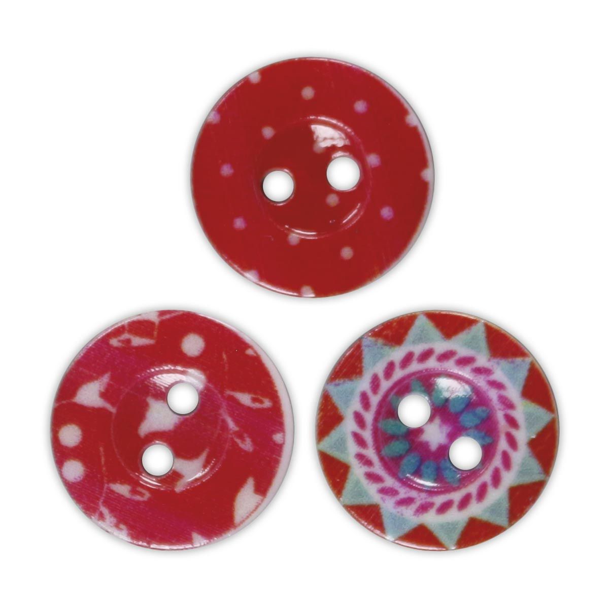 Guziki Titanum Craft-Fun Series plastikowe okrągłe 15mm czerwony 30 szt (191086)