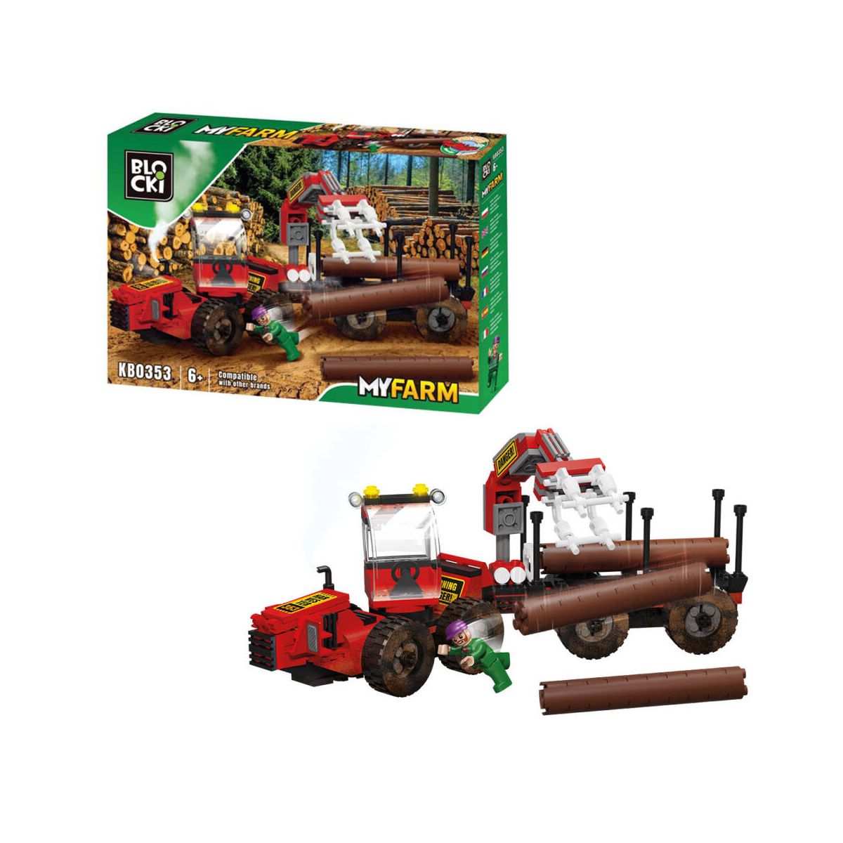 Klocki plastikowe Blocki MyFarm traktor z drewnem (KB0353)