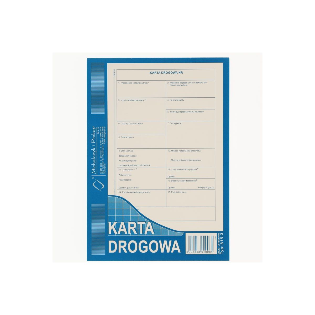 Druk offsetowy Michalczyk i Prokop O pap. Karta drogowa A5 80k. (815-3)