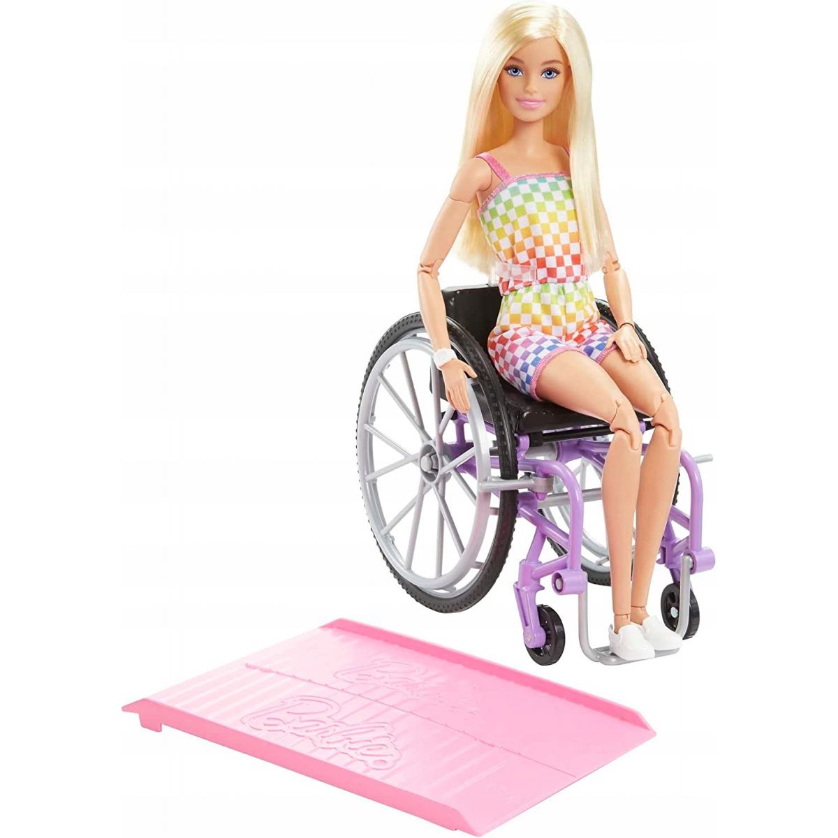 Lalka na wózku inwalidzkim w stroju w kratkę [mm:] 290 Barbie (HJT13)
