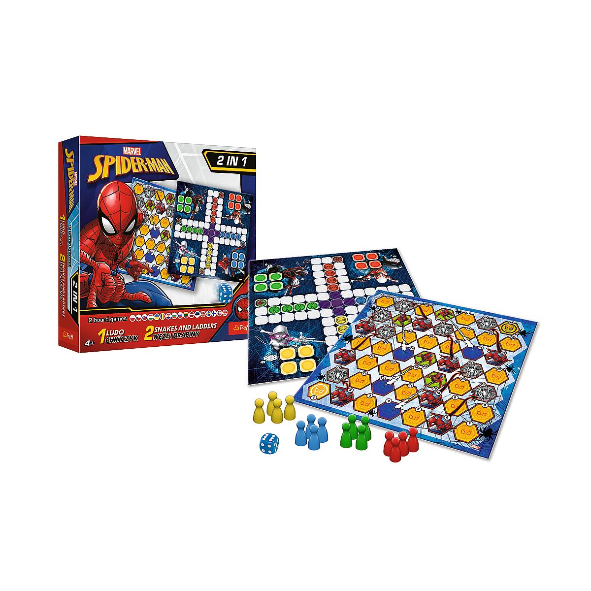 Gra planszowa Trefl 2w1 Chińczyk / Węże i drabiny - Spider-Man Chińczyk, węże i drabiny (02419)