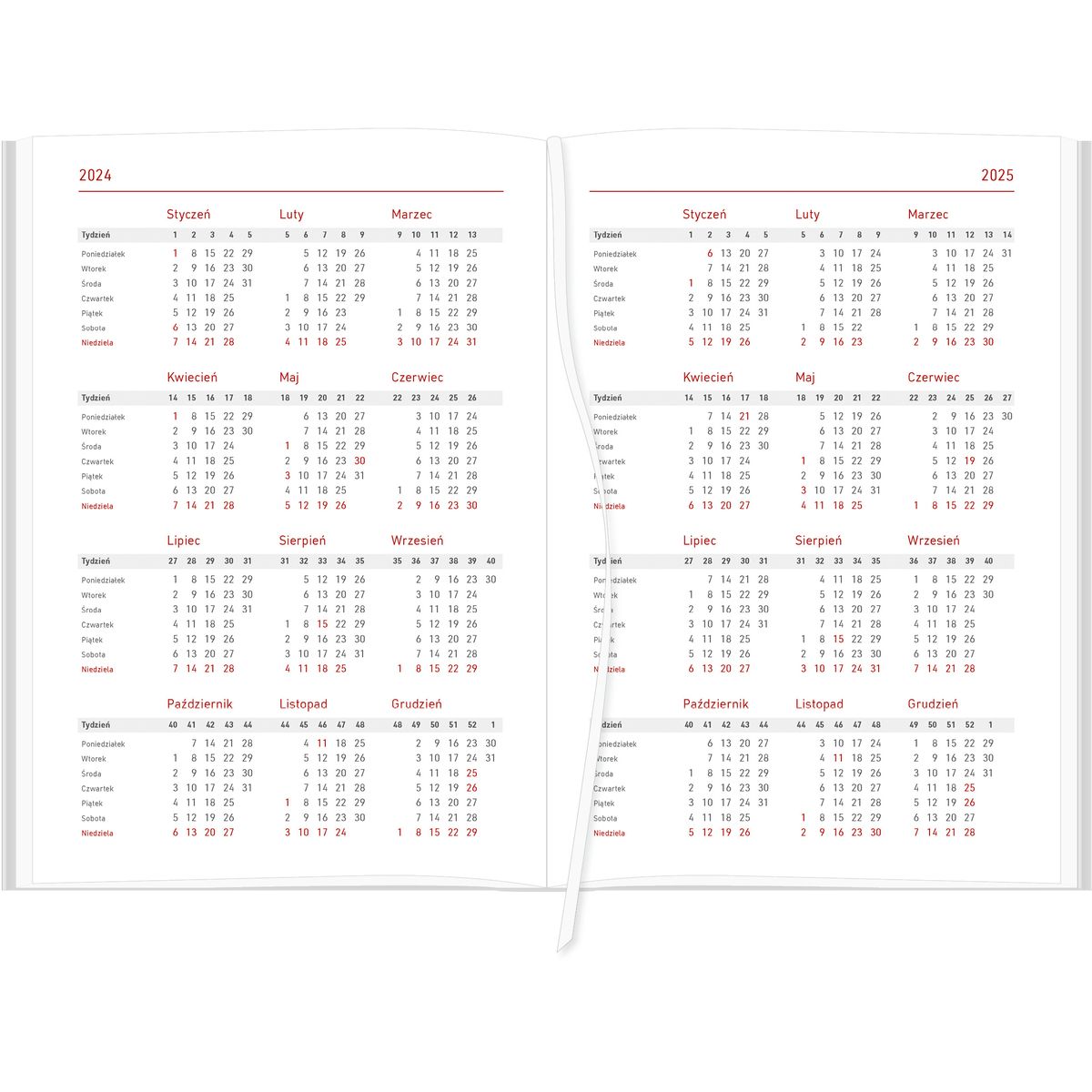 Kalendarz nauczyciela książkowy (terminarz) KRAFT Z GUMKĄ czerwony Wydawnictwo Wokół Nas 2024/2025 A5 tygodniowy A5 (A5TN069B-)