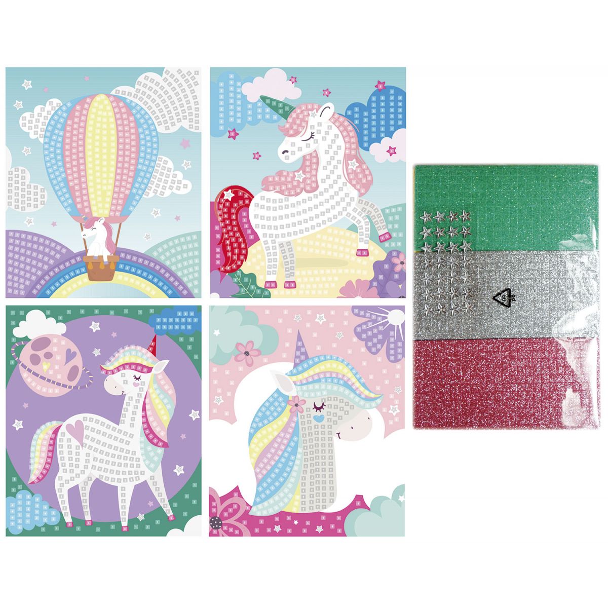 Mozaika Glitter Unicorn 4 wzory: jednorożce. Fun&Joy (FJSR2201)