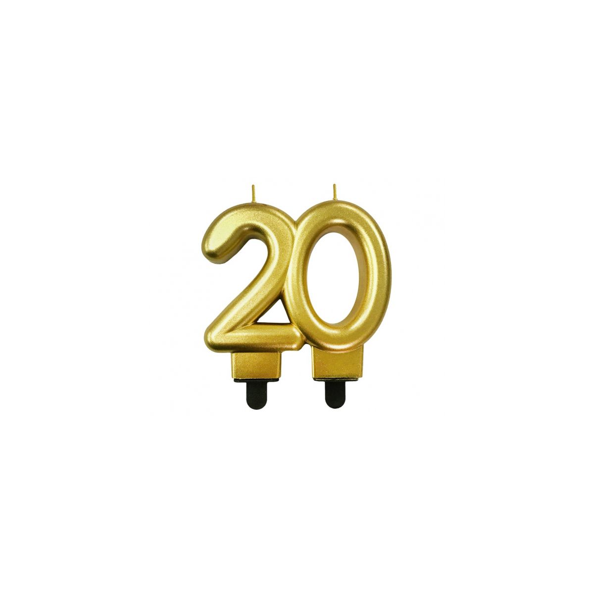 Świeczka urodzinowa cyferka 20, metalik złota, 8.0 cm Godan (PF-SCZ20)