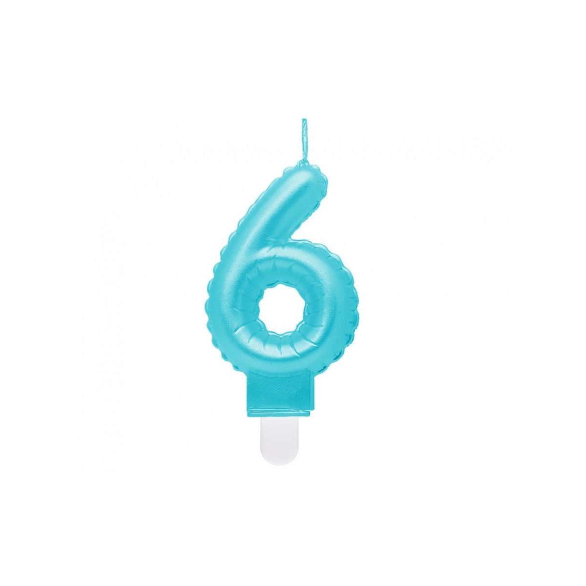 Świeczka urodzinowa cyferka 6, perłowa jasnoniebieska, 7 cm Godan (SF-PJN6)