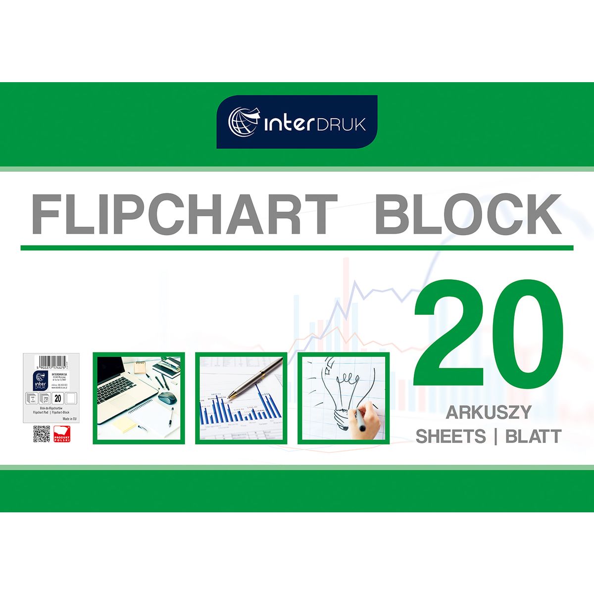 Blok do tablic flipchart A1 20k. 80g czysty [mm:] 1000x640 Interdruk (FLI20)