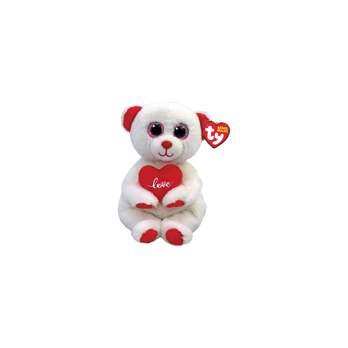 Pluszak Beanie Bellies Desi biały niedźwiedź z sercem [mm:] 150 Ty (TY41047)