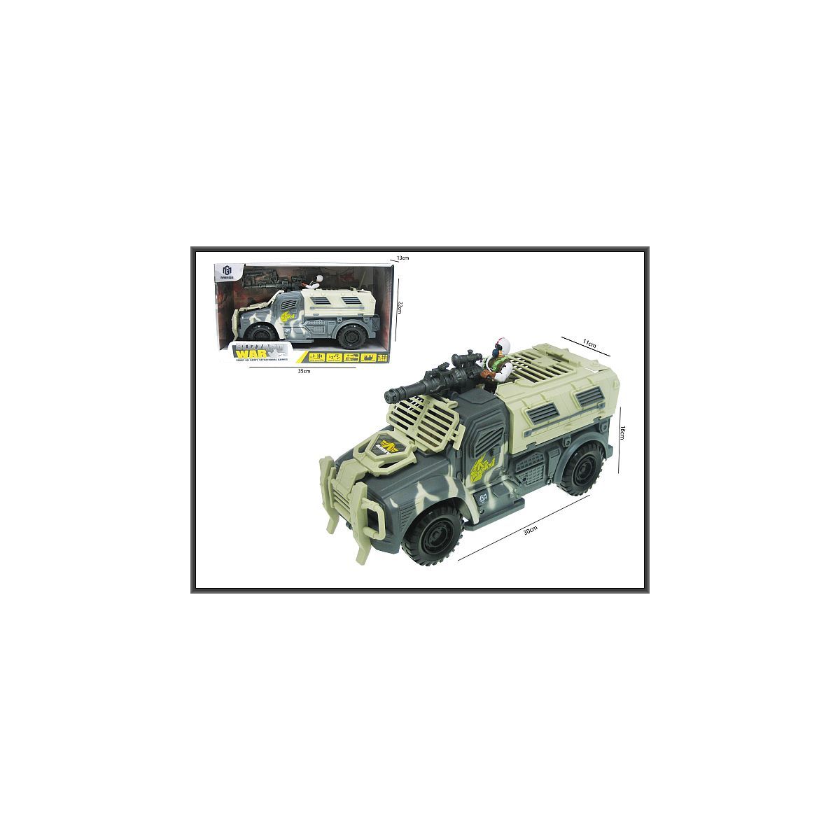 Samochód wojskowy 30cm ze światłem i dźwiękiem Hipo (H13257)