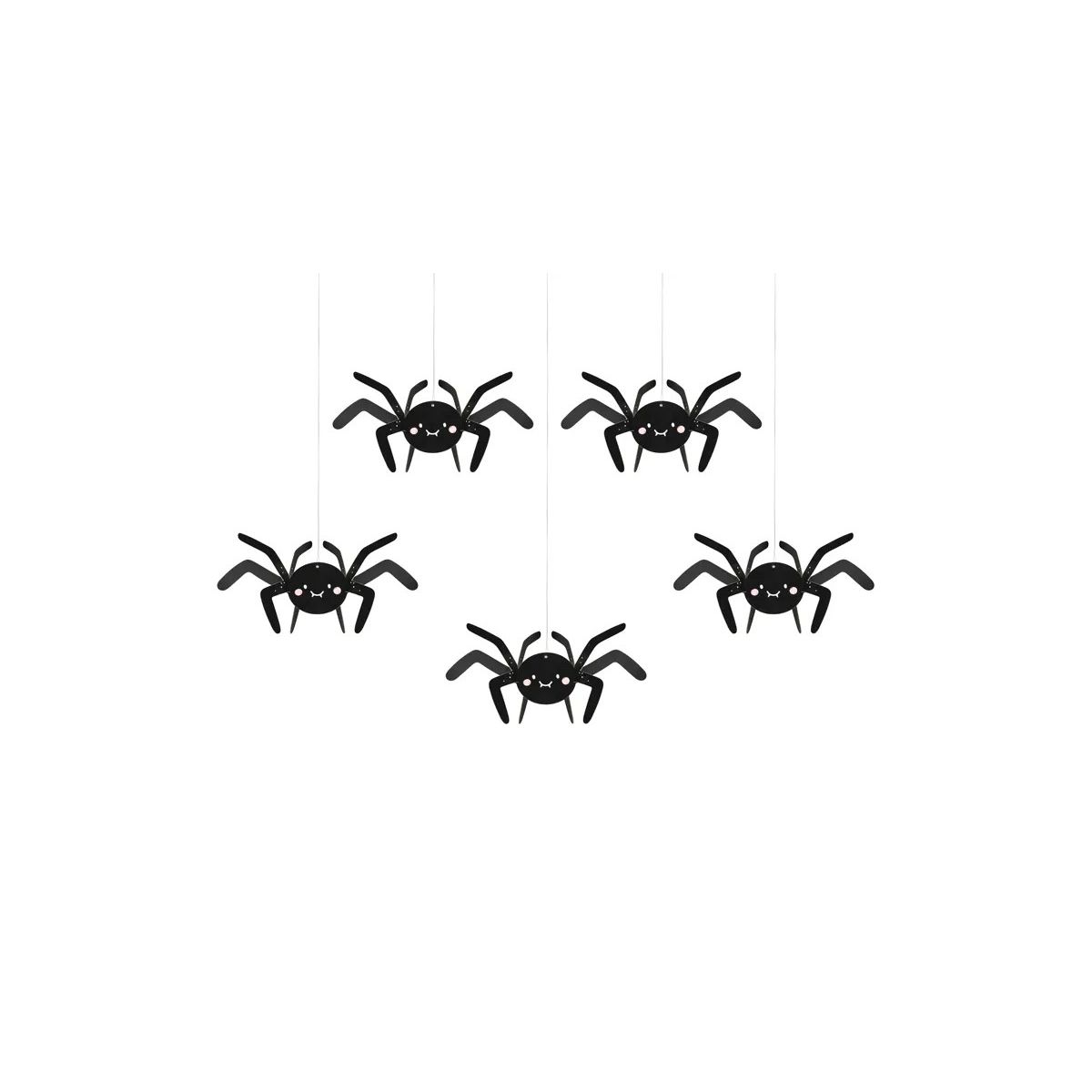 Ozdoba halloweenowa Dekoracja papierowa Pająki, 27x17 cm, czarny (1 op. / 5 szt.) Partydeco (DNT10)