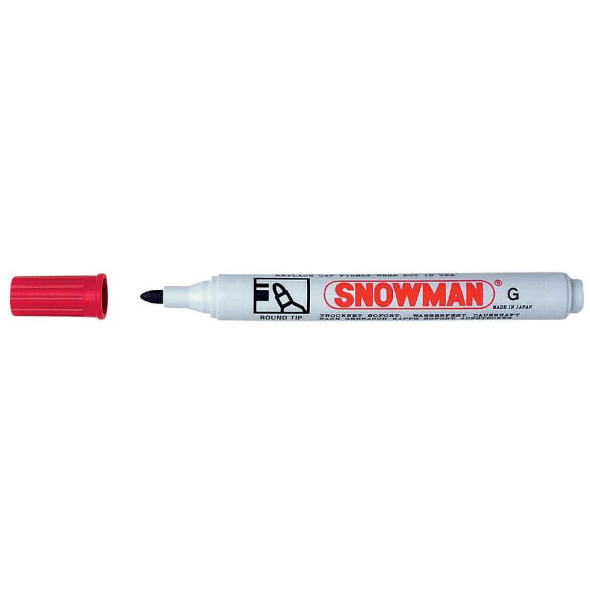 Marker permanentny Snowman, czerwony okrągła końcówka (G-02)